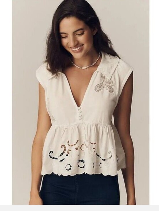 Anthropologie Tops - Anthropologie Lace Cotton Top *Large * NWT * Gorgeous